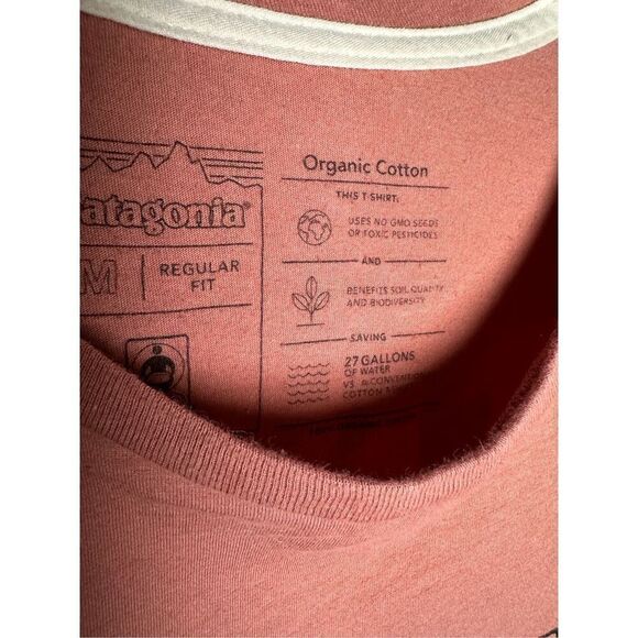 Patagonia womens organic cotton salmon pink short sleeve t-shirt size M #13-1577 - Picture 2 of 4